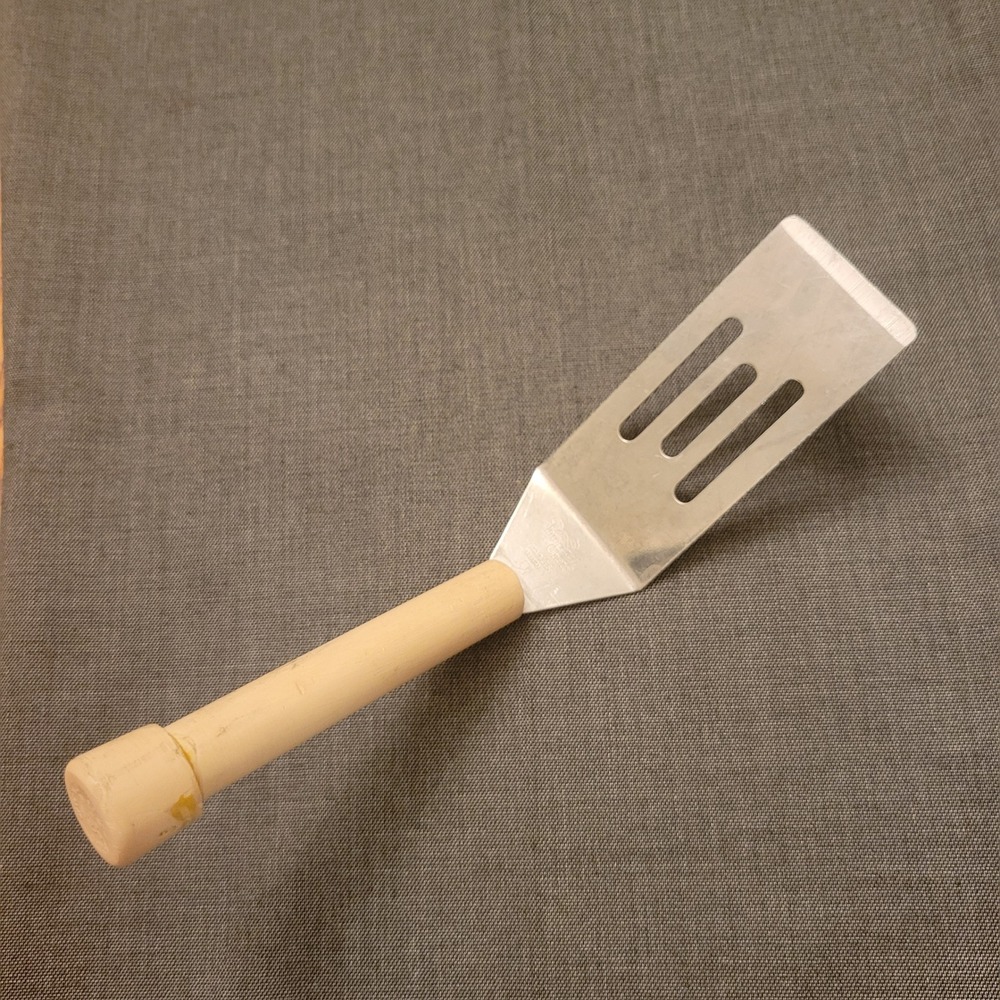 Pampered Chef Mini Serving Spatula Silver Slot Vintage Kitchen Tool Heavy Duty